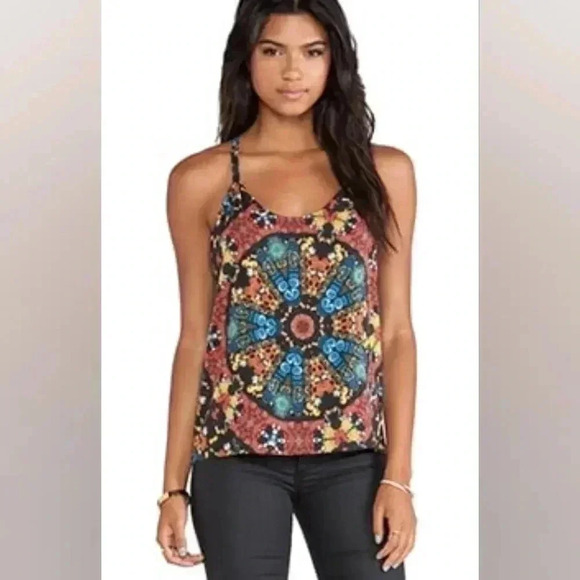 Alice + Olivia Tops - Alice + Olivia Loma Waterfall Drape Back Tank in Crown Jewel